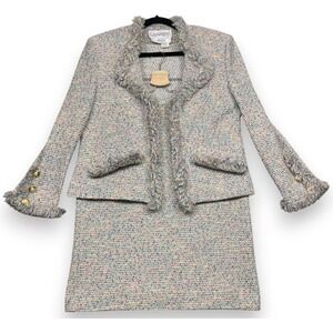 Vintage Castleberry Knit Skirt Suit Womens 10 12 2pc Tweed Boucle Jacket Wool